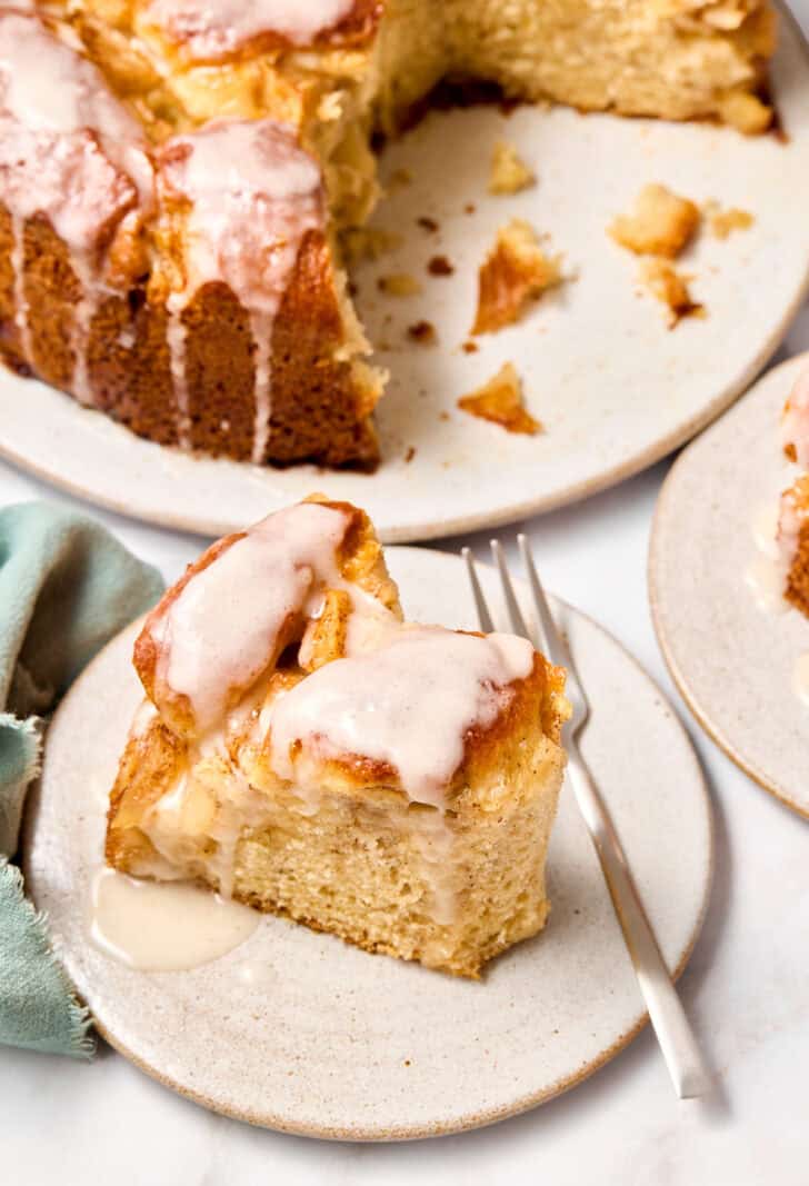 bread Challah Bread with Apples - cut piece on plate
