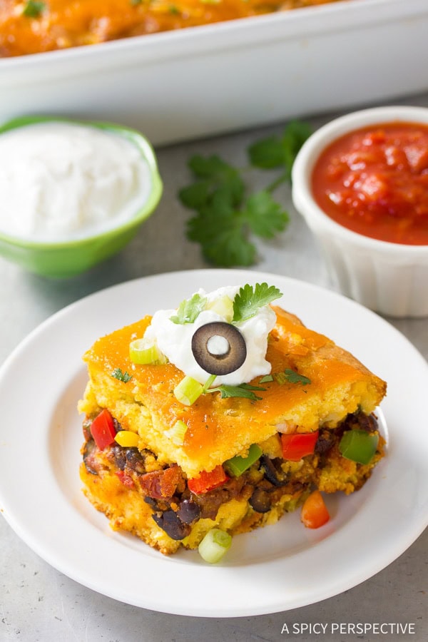 Stuffed Cornbread with sour cream on top