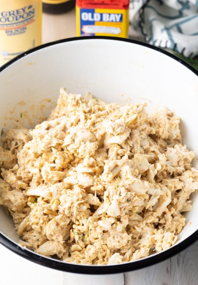 Ingredients after being mixed in a mixing bowl.