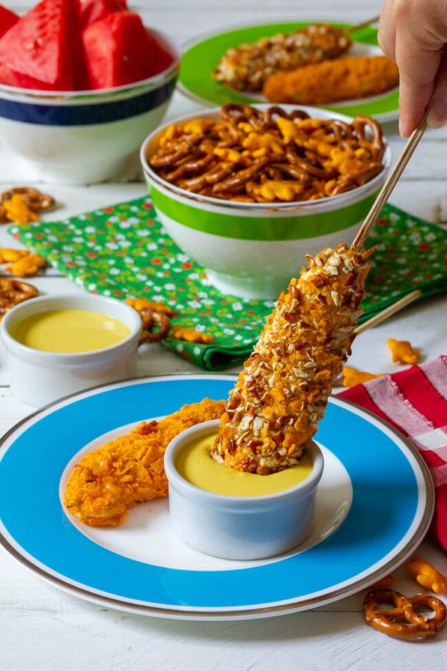 Dipped in homemade honey mustard